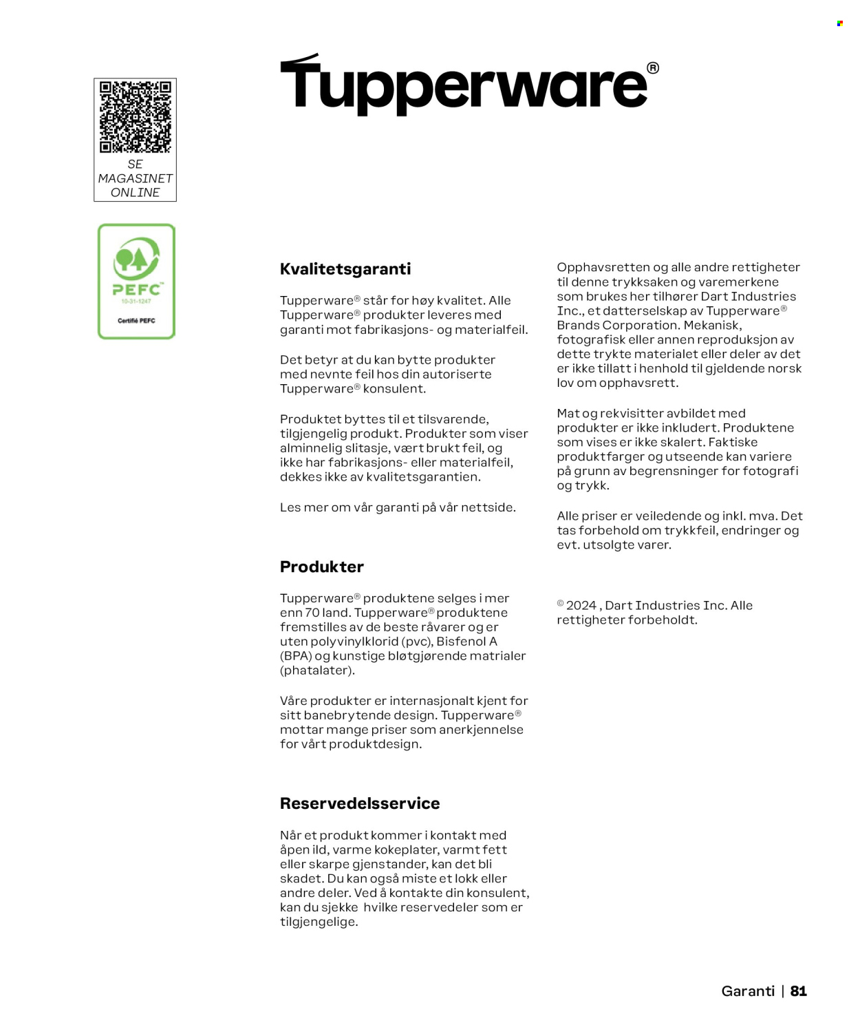 Tupperware -kundeavis . Side 81.