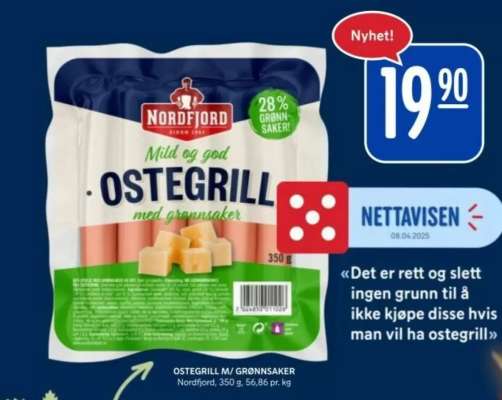 OSTEGRILL M/ GRØNNSAKER