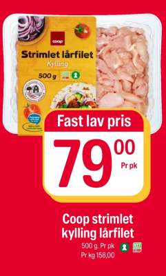 Coop strimlet kylling lårfilet