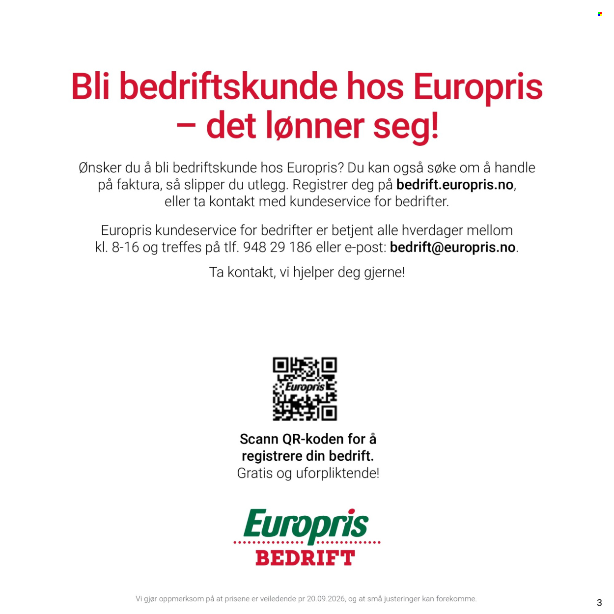Europris -kundeavis . Side 3. Side 3