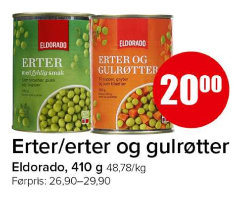 Erter/erter og gulrøtter