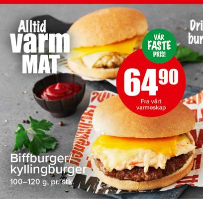Biffburger/kyllingburger