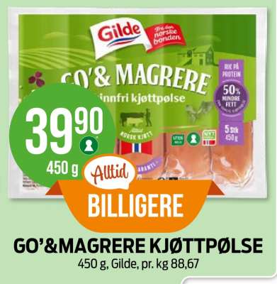 GO'&MAGRERE KJØTTPØLSE
